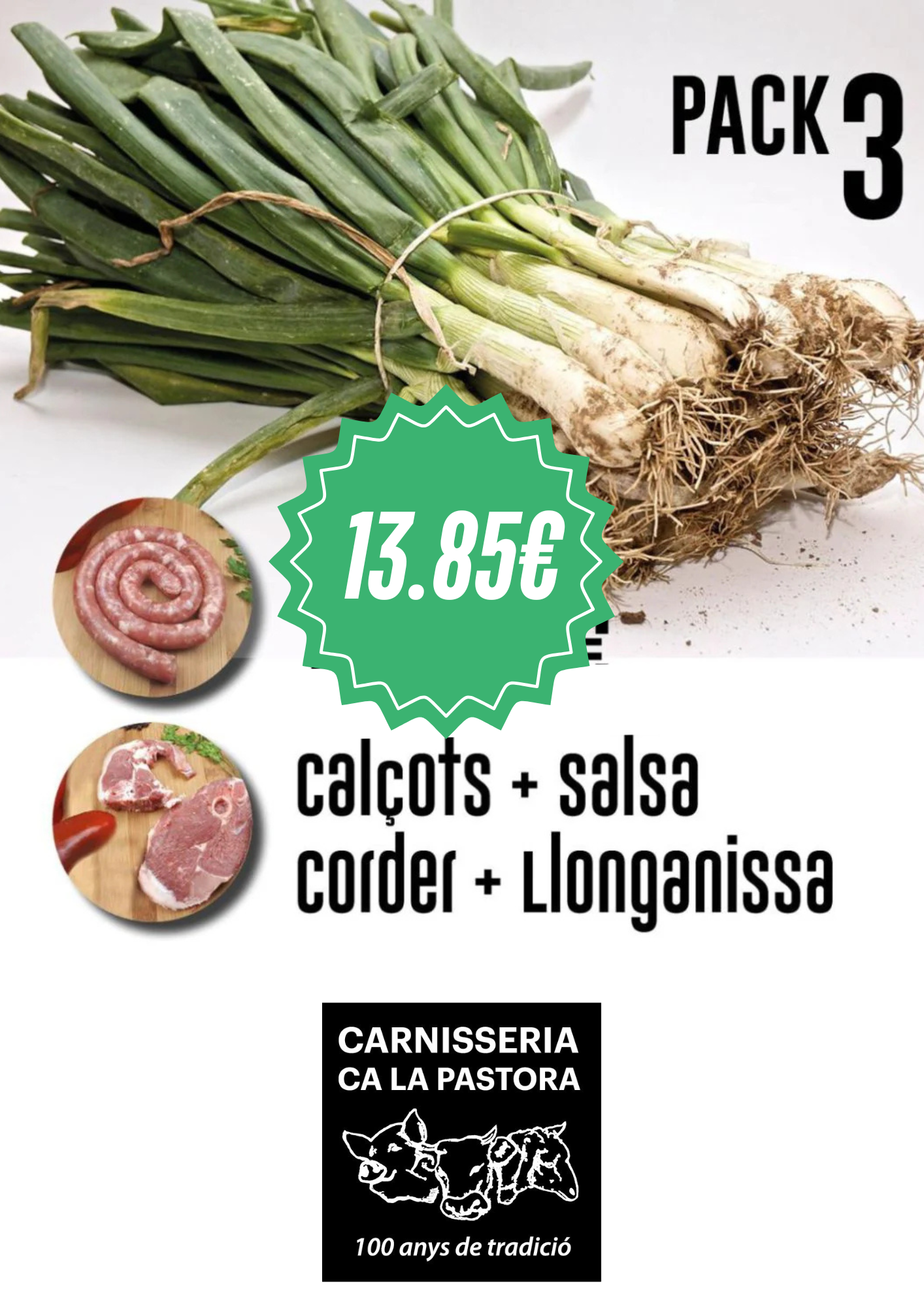 Pack Calçotada: Calçots, Salsa, Corder i Llonganissa