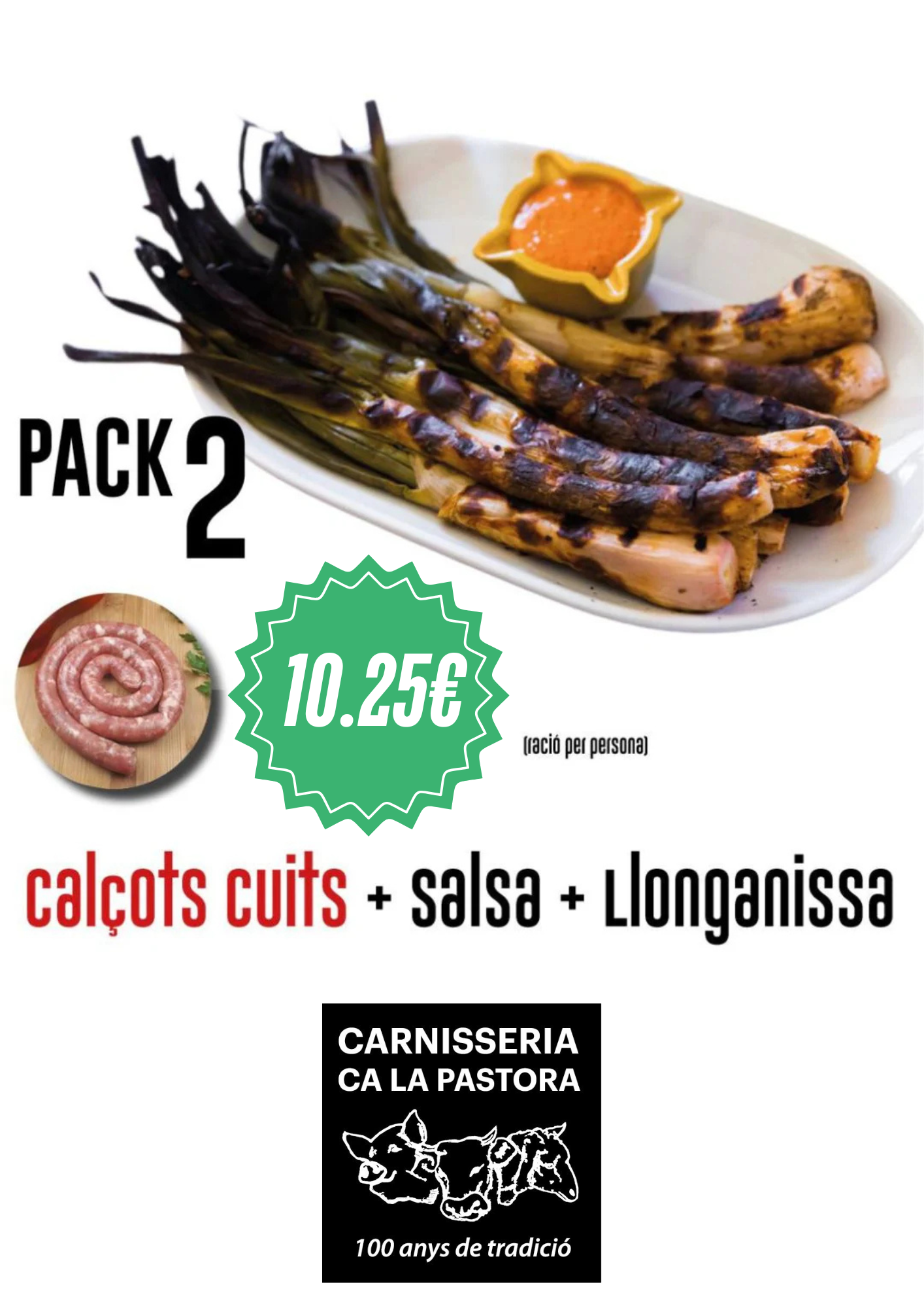 Pack Calçotada: Calçots Cuits i Llonganissa amb Salsa